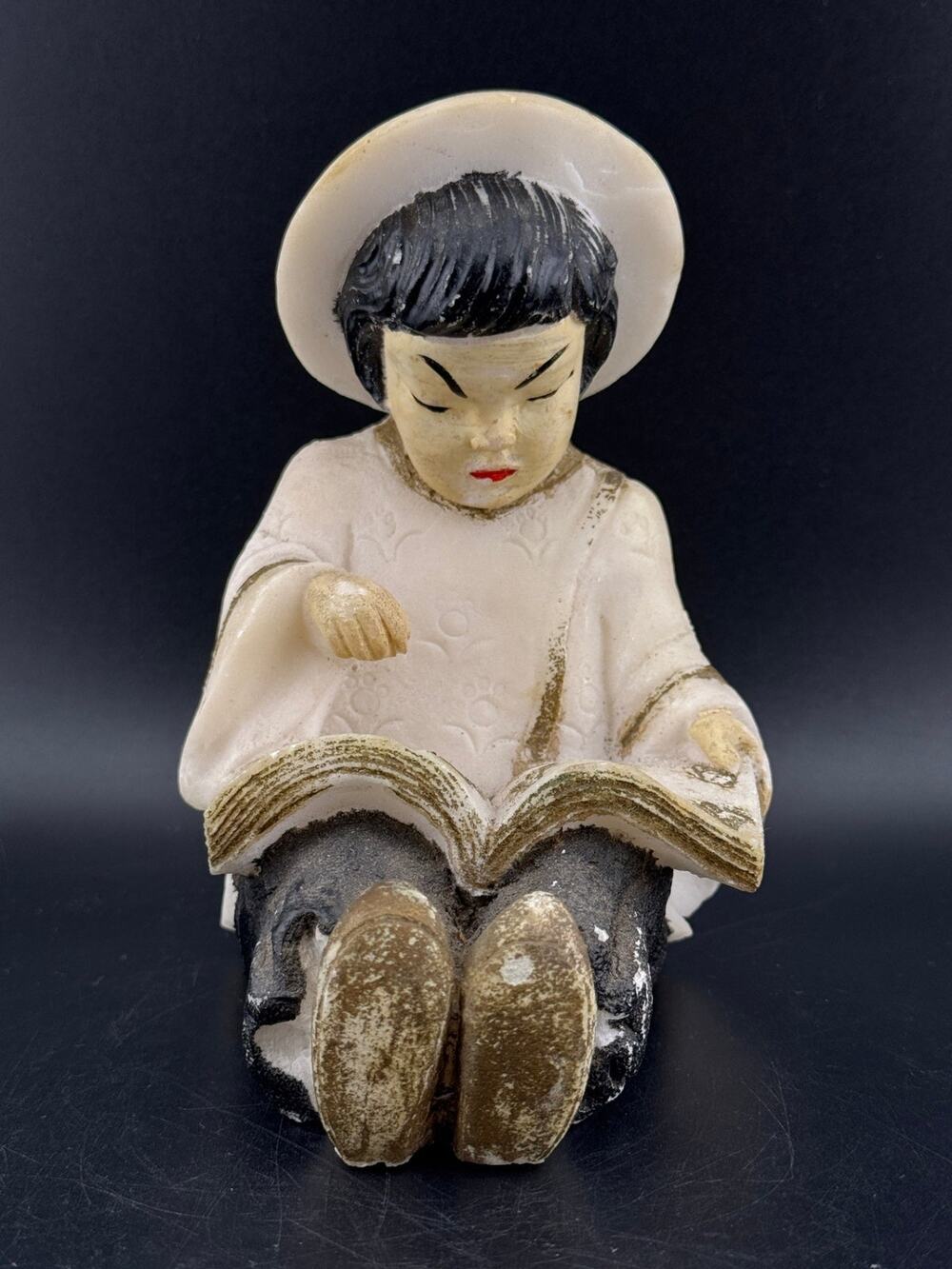 VTG Salt Stone Little Asian Girl Reading